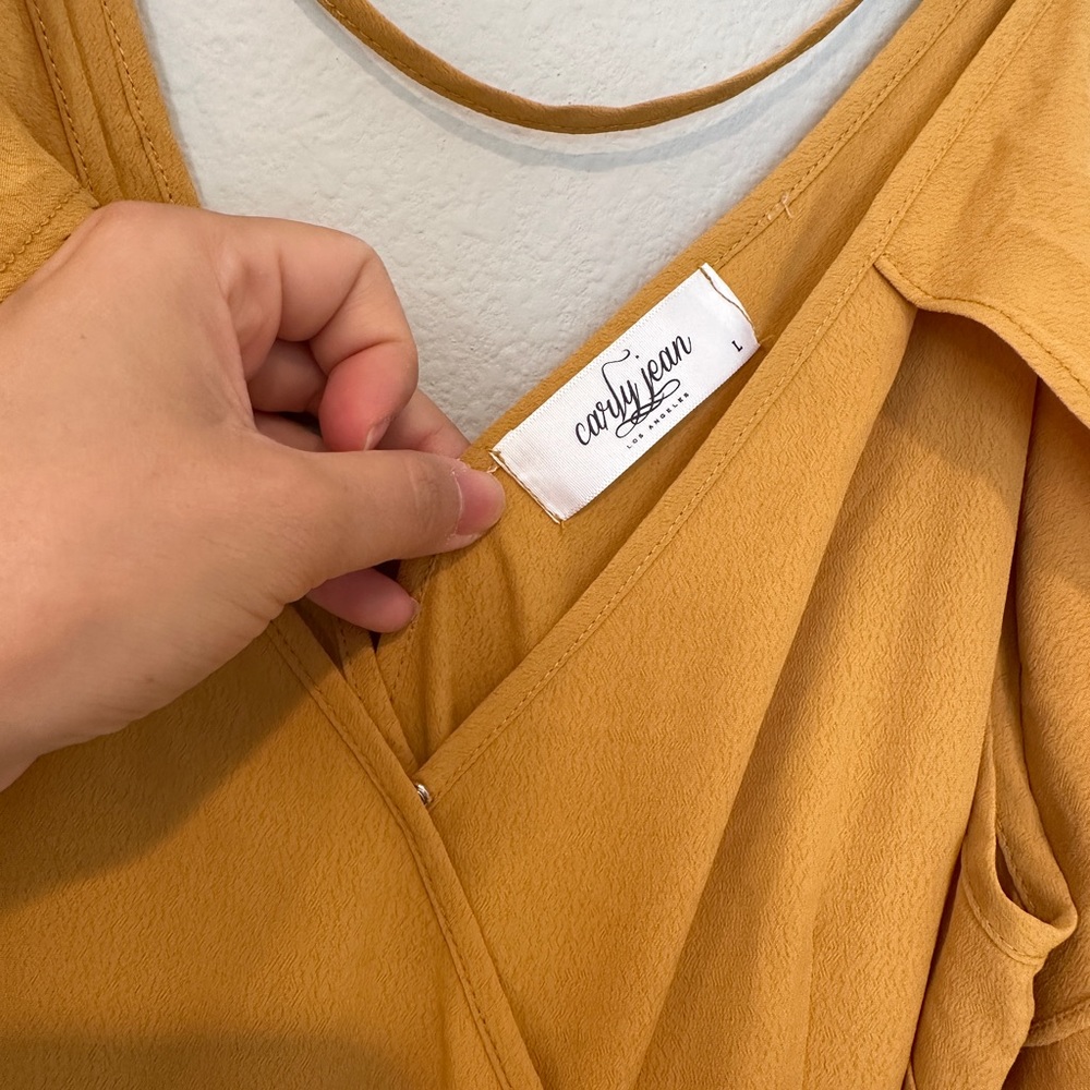 Carly Jean Los Angeles Mustard Wrap Dress - Picture 3 of 5